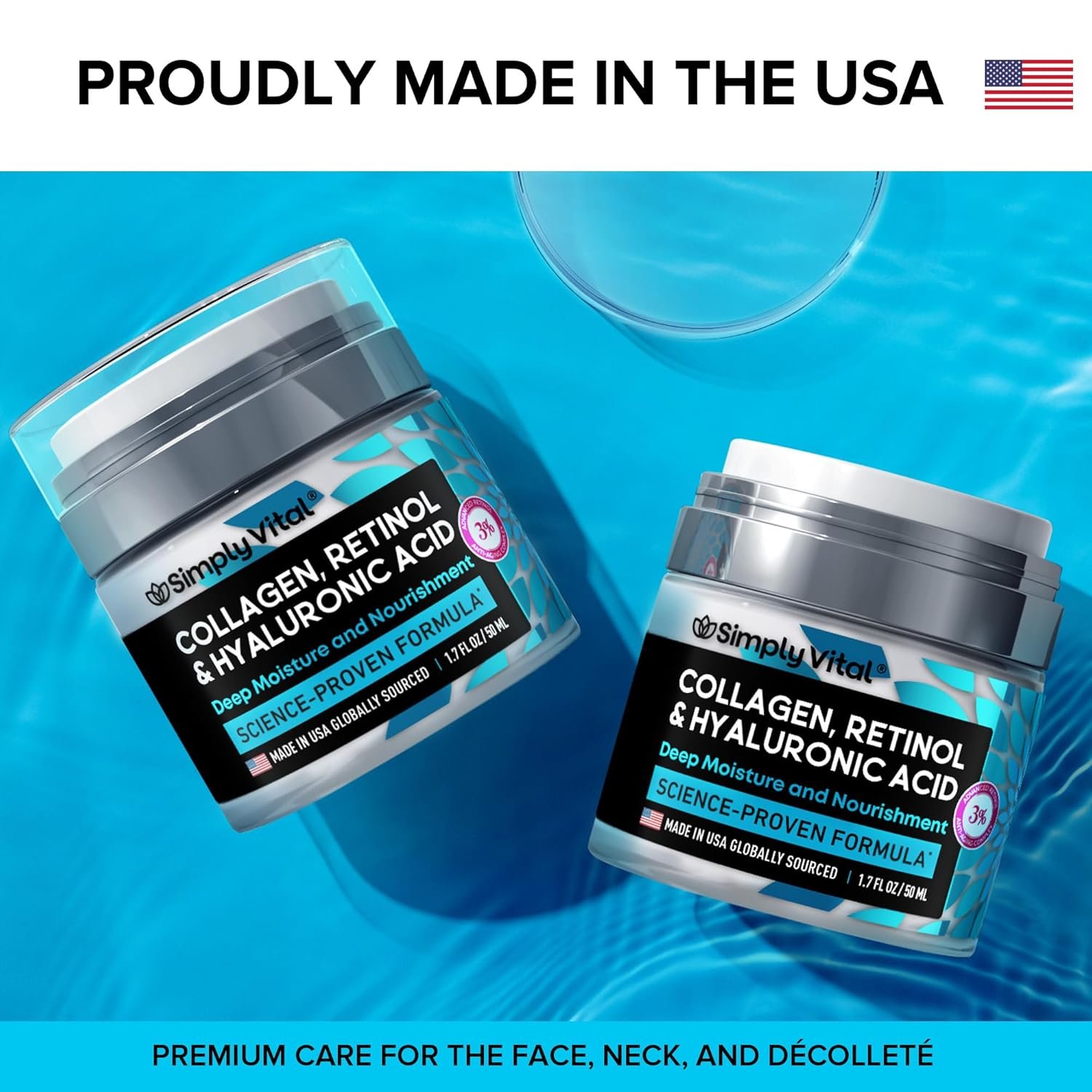 simplyvital collagen, retinol & hyaluronic acid cream anti aging face moisturizer for face, firming skin care neck & décolleté made in usa, daily moisturizer face cream day & night 1.7 fl.oz. simplyvital collagen, retinol & hyaluronic acid cream anti aging face moisturizer for face, firming skin care neck & décolleté made in usa, daily moisturizer face cream day & night 1.7 fl.oz.